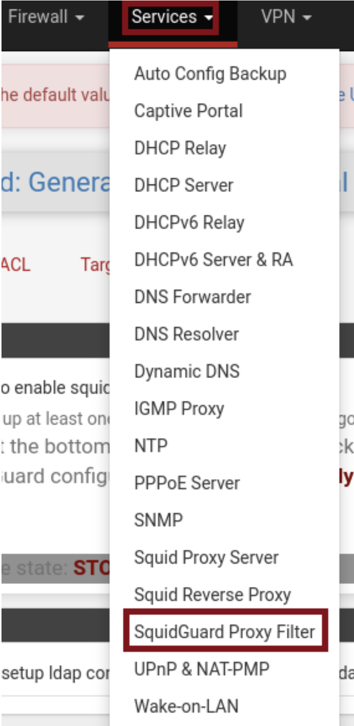 Configuration de SquidGuard
