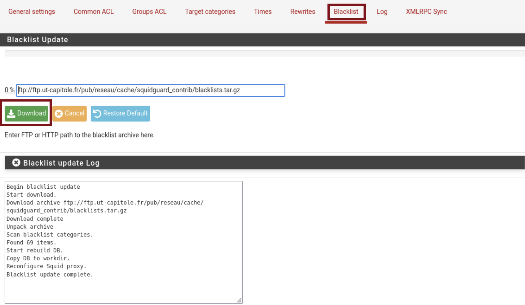 Configuration de SquidGuard