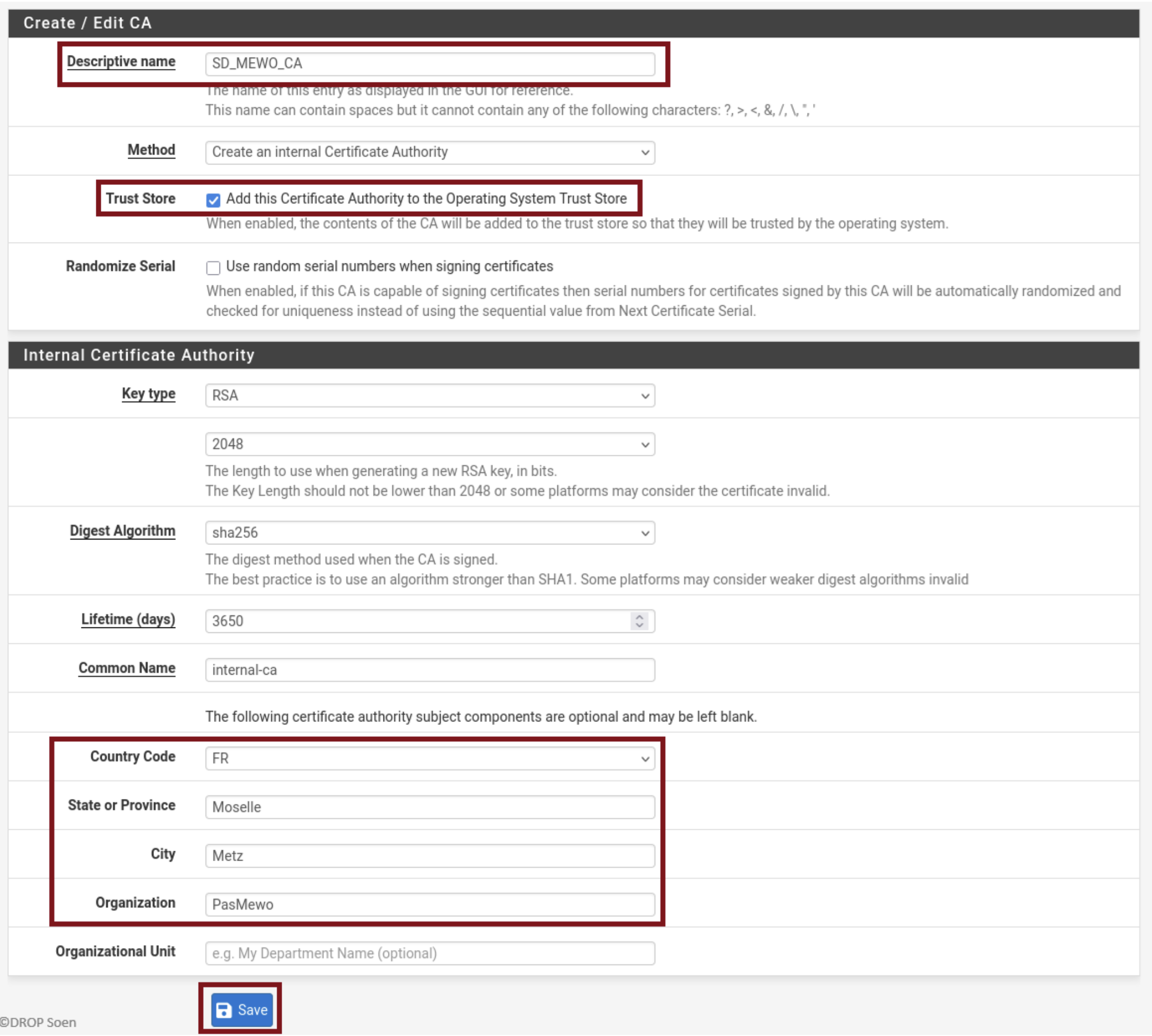 Création d’une CA