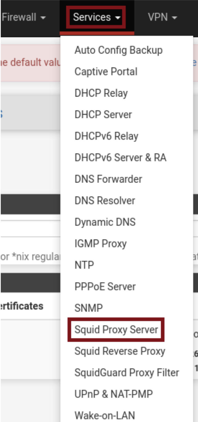 Configuration de Squid