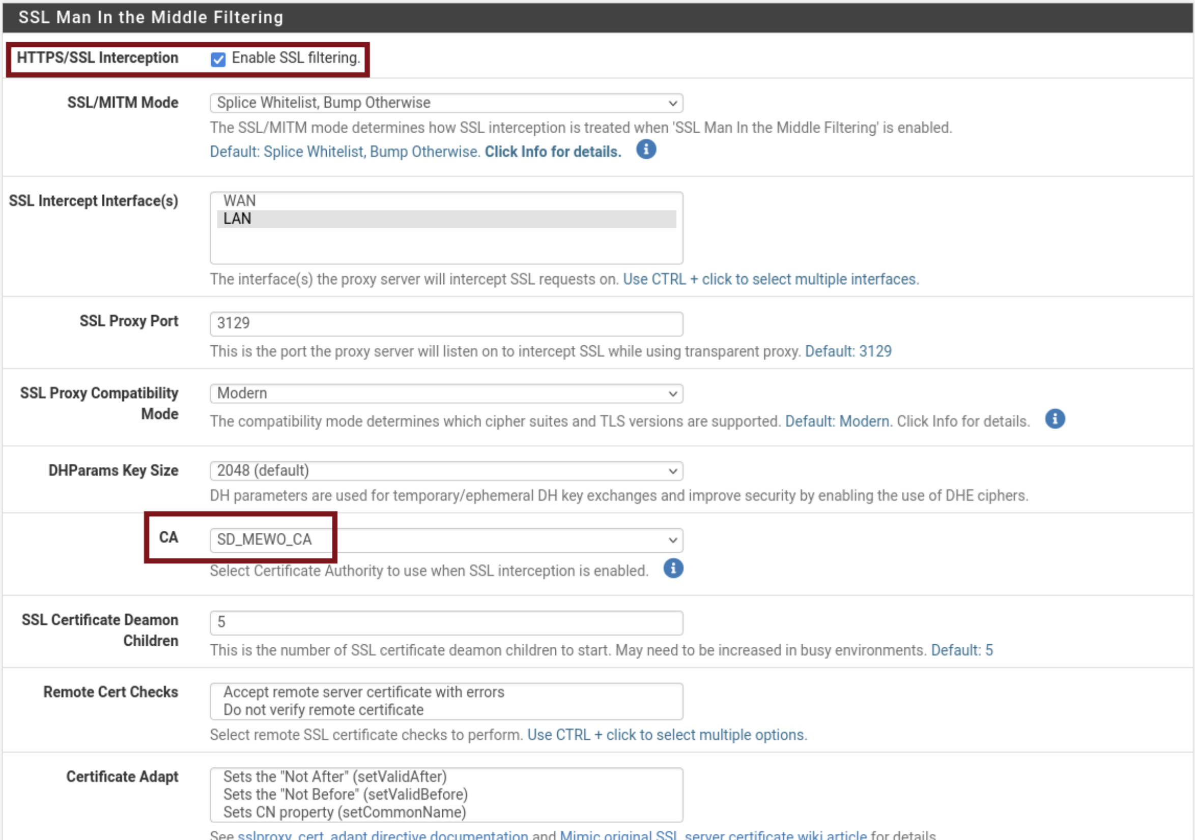 Configuration de Squid