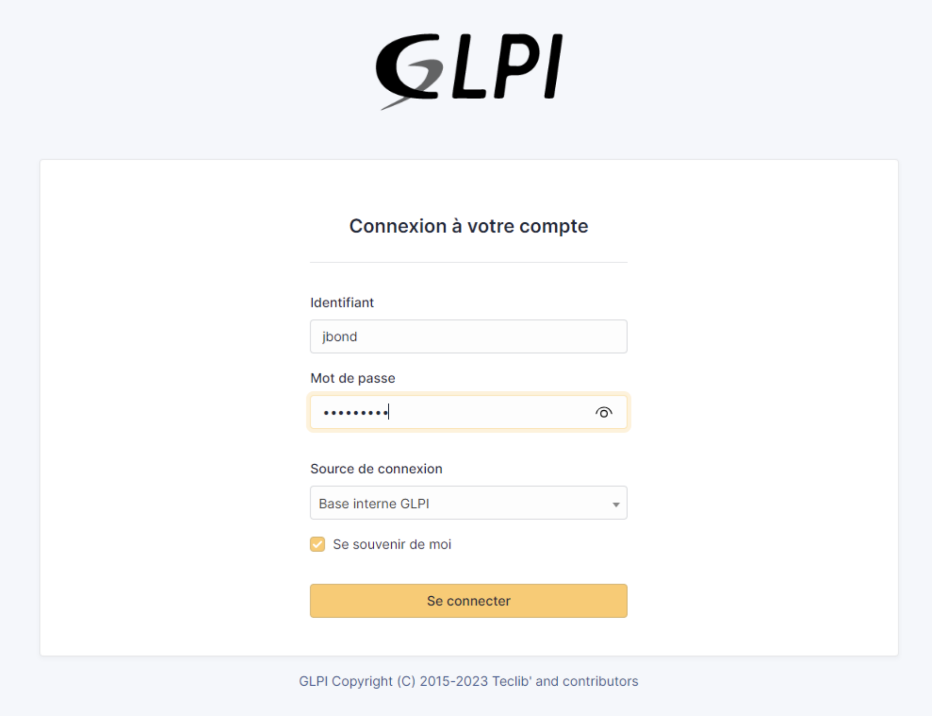 Connexion à GLPI