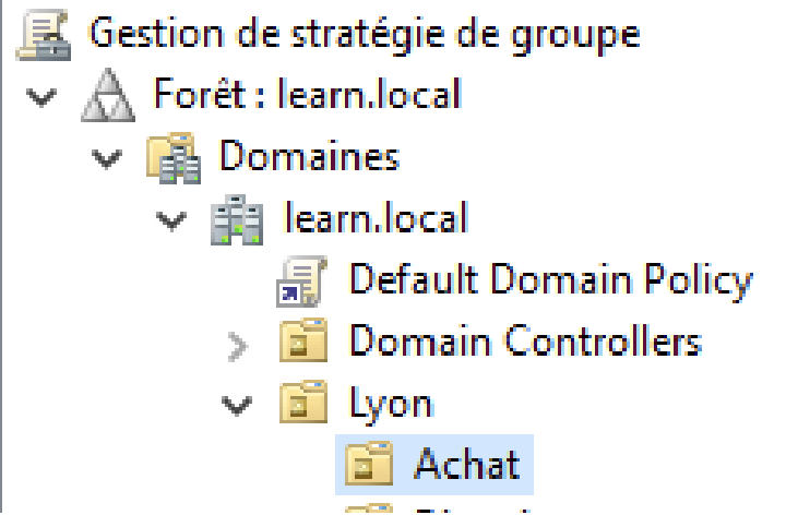 Sélectionner l’OU sur lequel appliquer la stratégie