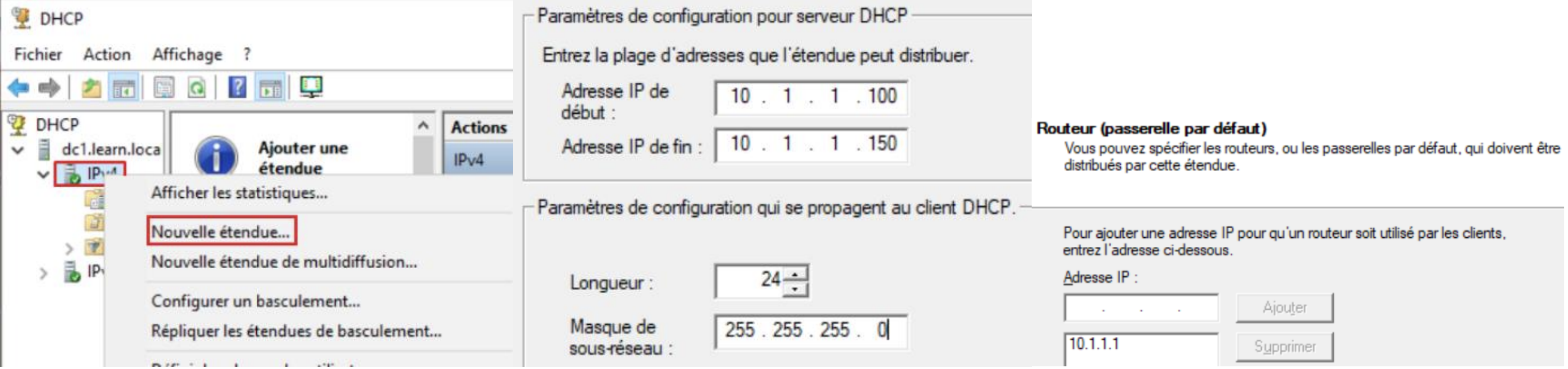 Paramétrage de l’étendue