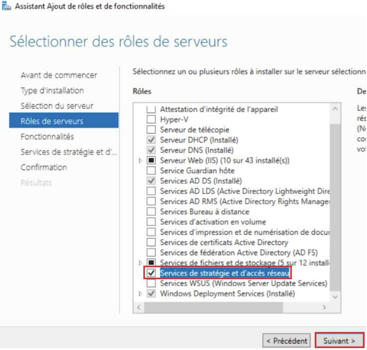 Installer le rôle Services de stratégie et d’accès réseau