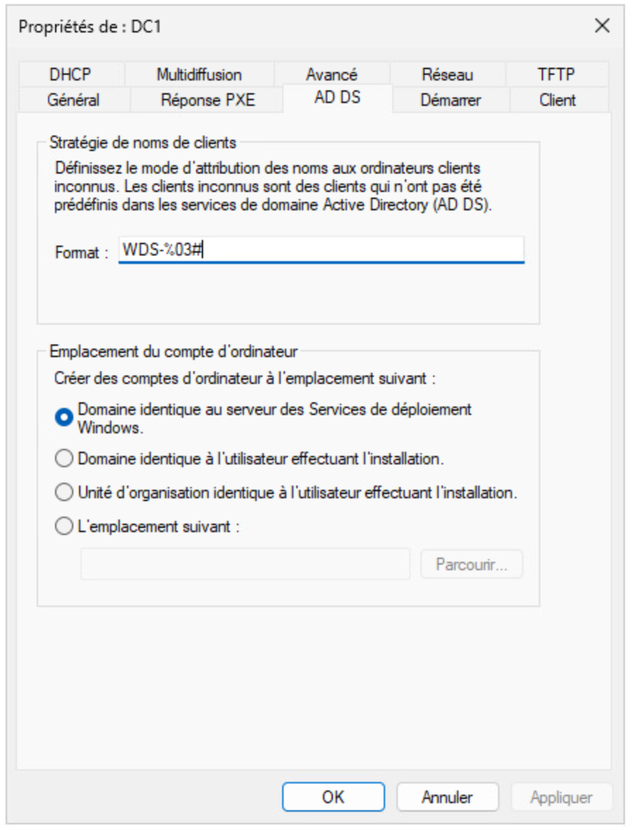 Configurer le nommage des nouveaux ordinateurs